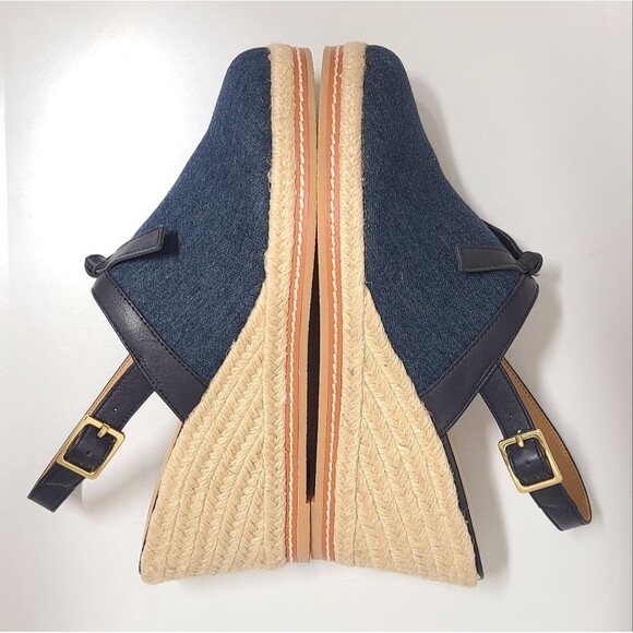 Talbots Saylor Bow Blue Denim Espadrille Wedge Sandals 10½ - Picture 9 of 12